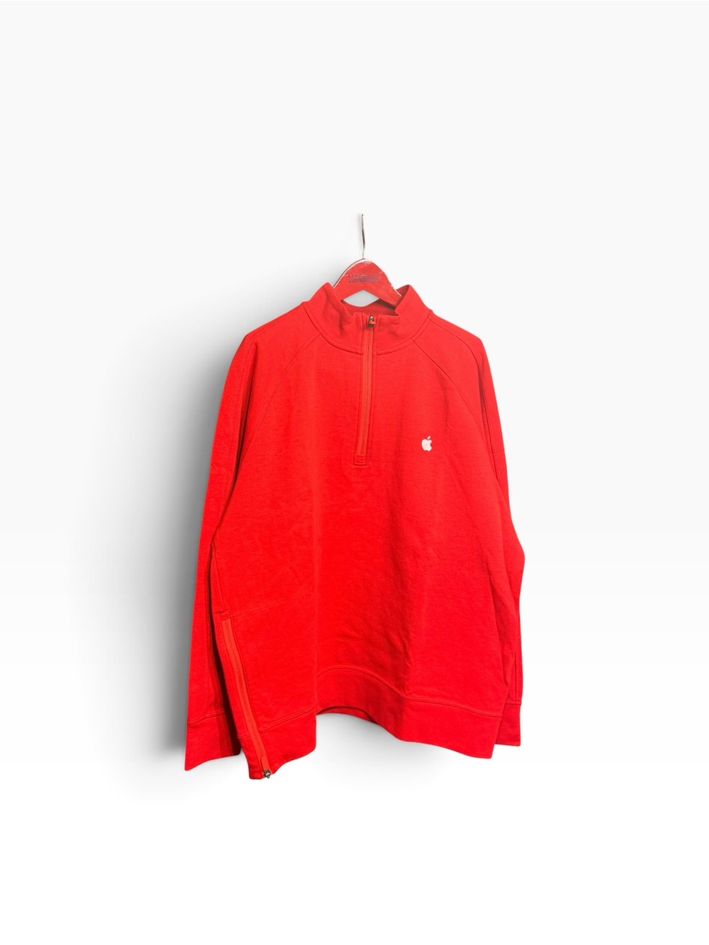 Apple Employee Red 1/4 Zip Embroidered Logo Sweatshirt Side Zip